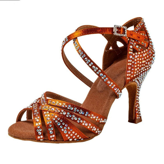Go Salera ® Zapatos de baile Camel con brillantes Corina